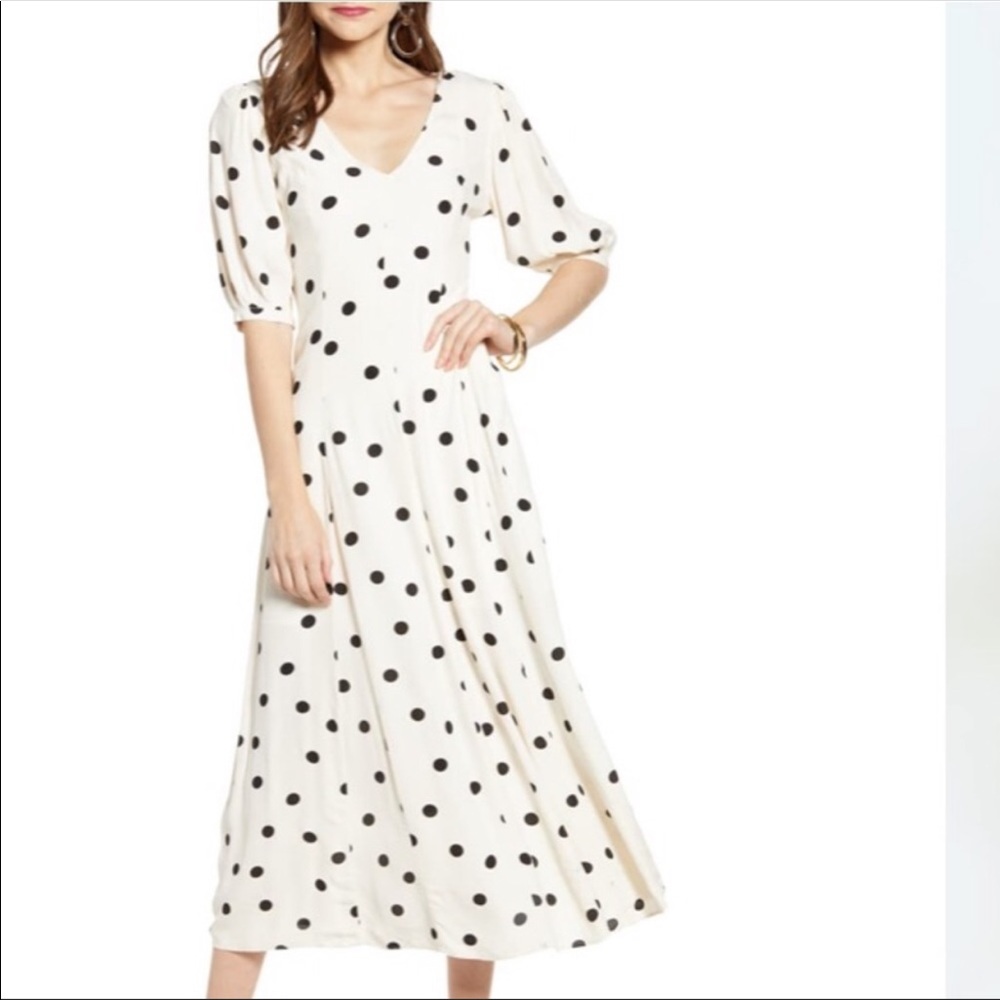 Something navy medium polka dot dress
